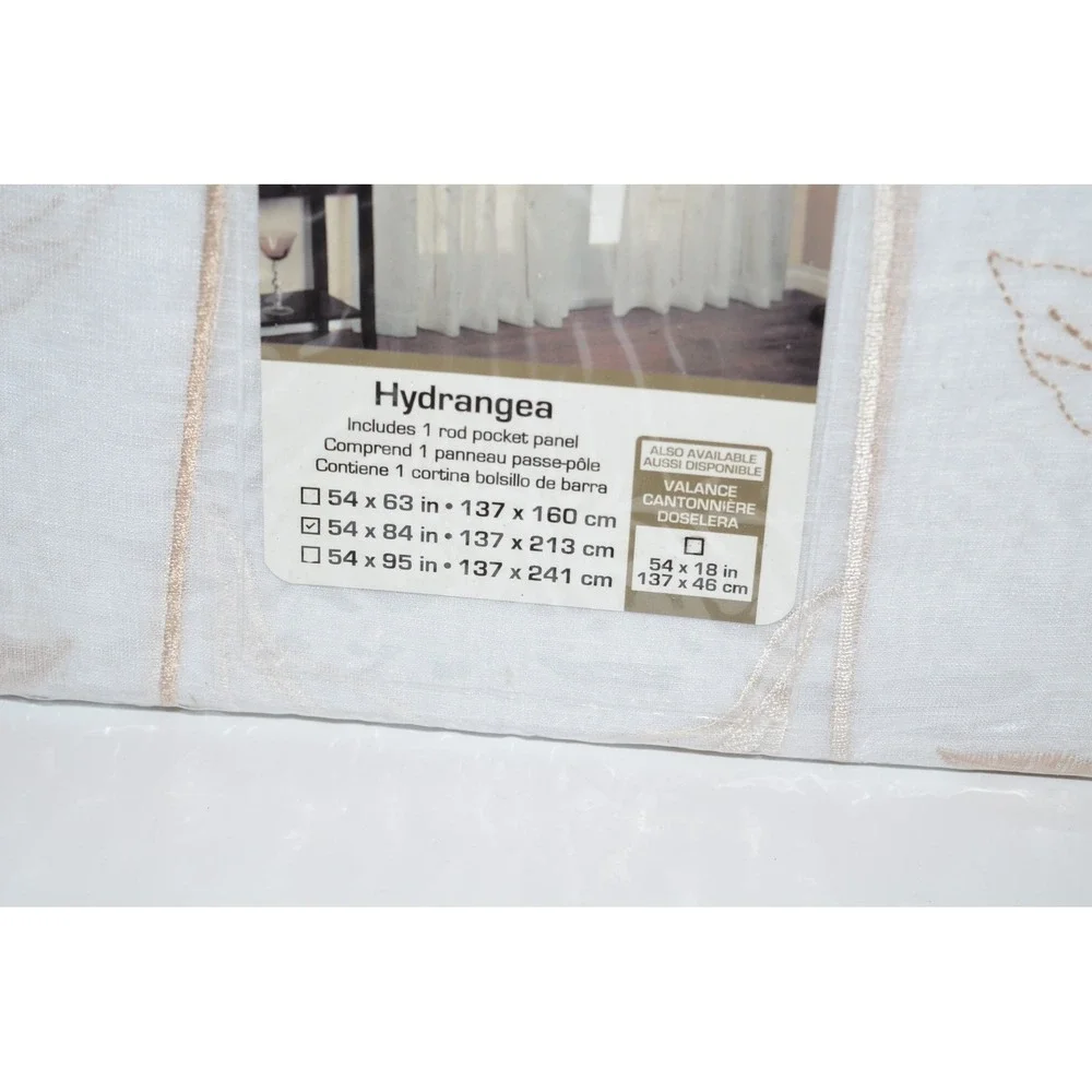 Habitat Hydrangea Rod Pocket Curtain Panel Window 54 x 84 in White New 1 panel